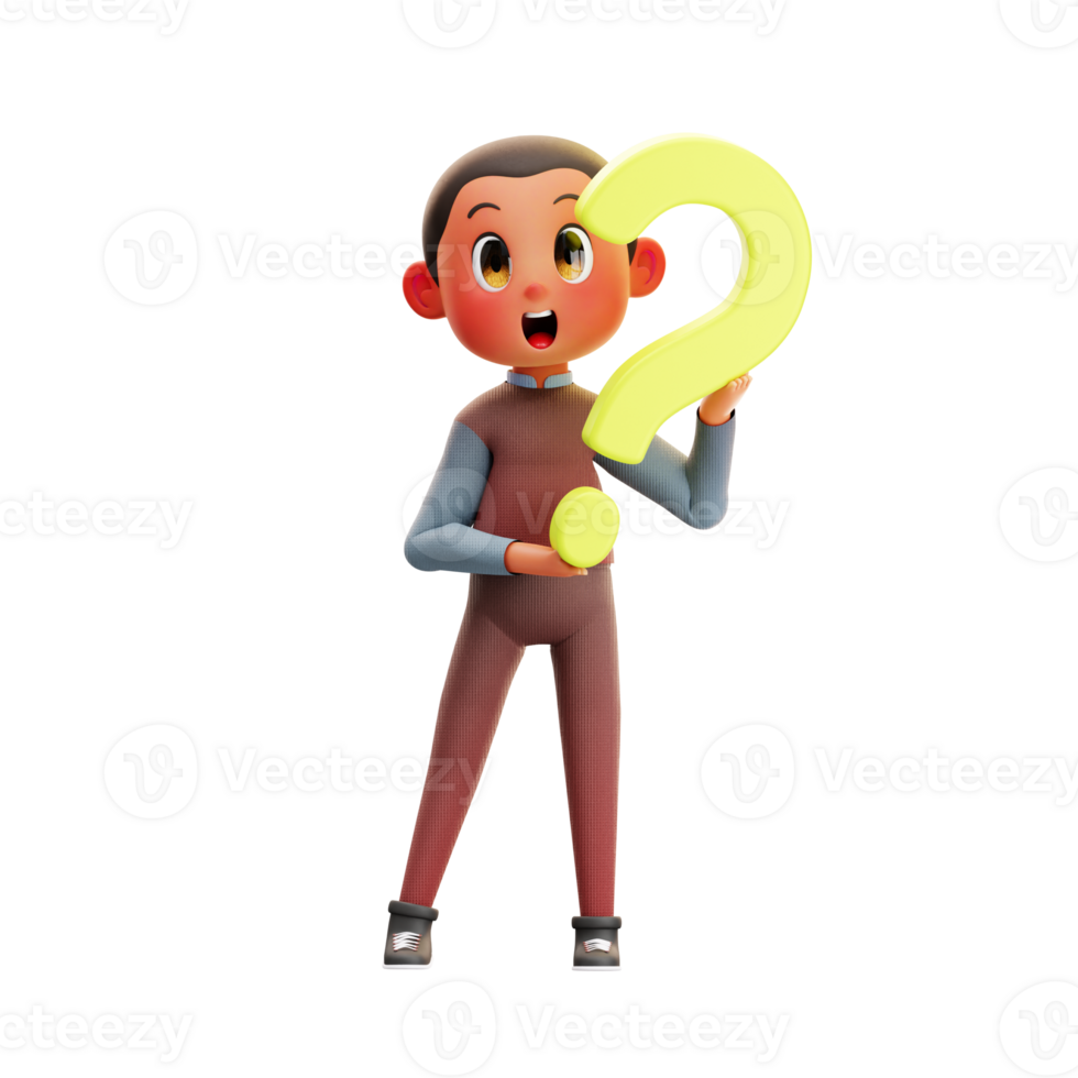 3d illustration Kid Asking Questions png