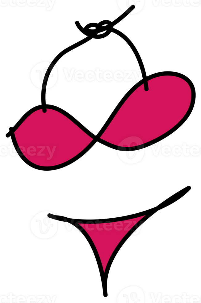 Hand drawn bikini illustration on transparent background. png