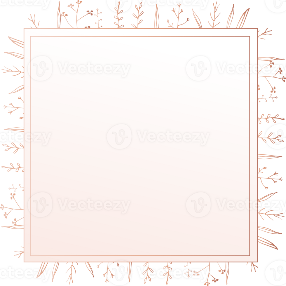 Flower frame hand drawn illustration on transparent background. png