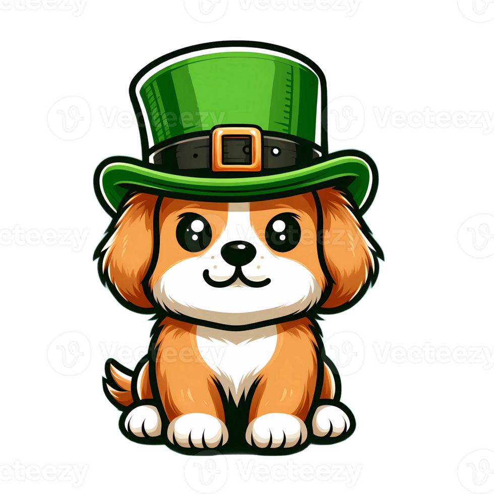 AI generated Cute Beagle Pup in Green Hat with Shamrocks png