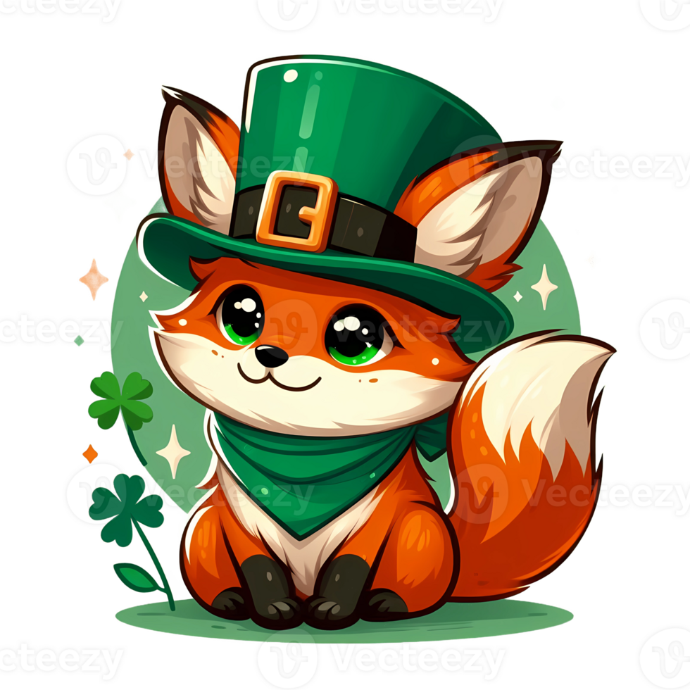 AI generated The Whimsical Emerald Fox A Charming St Patrick Day Adventure png