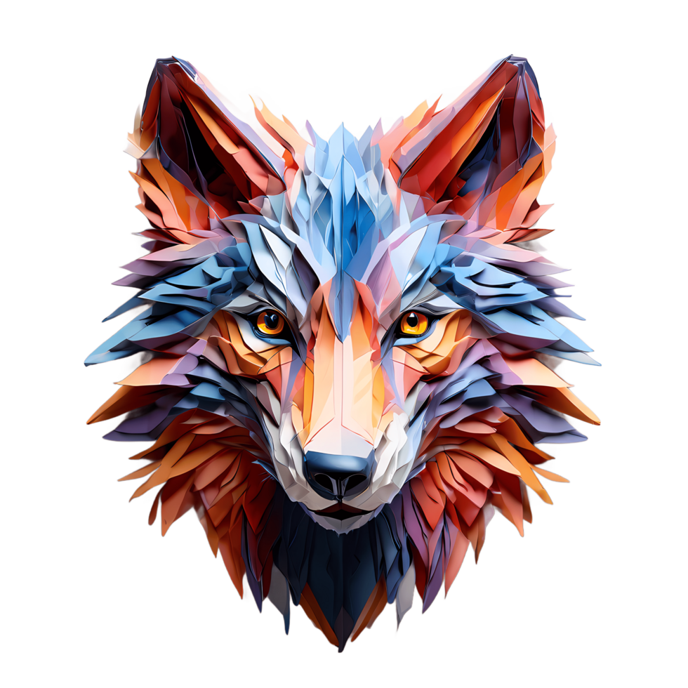 ai generiert ein beschwingt Low-Poly Wolf Meisterstück png