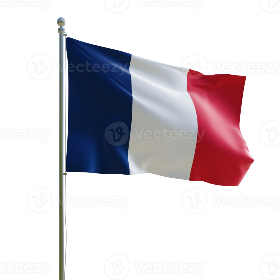 France réaliste 3d drapeau avec pôle png