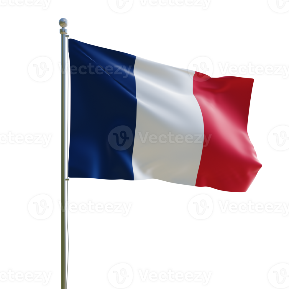 France realistic 3d flag with pole png