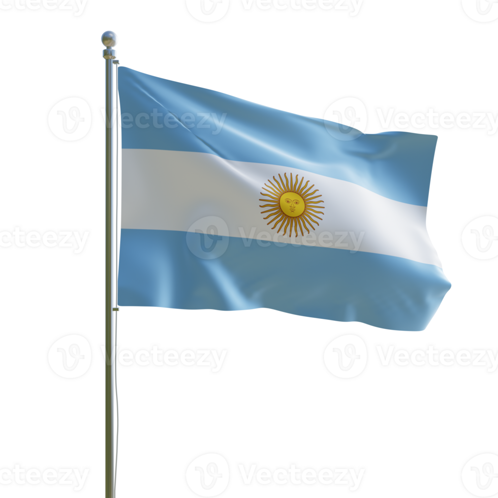Argentina realistic 3d flag with pole png