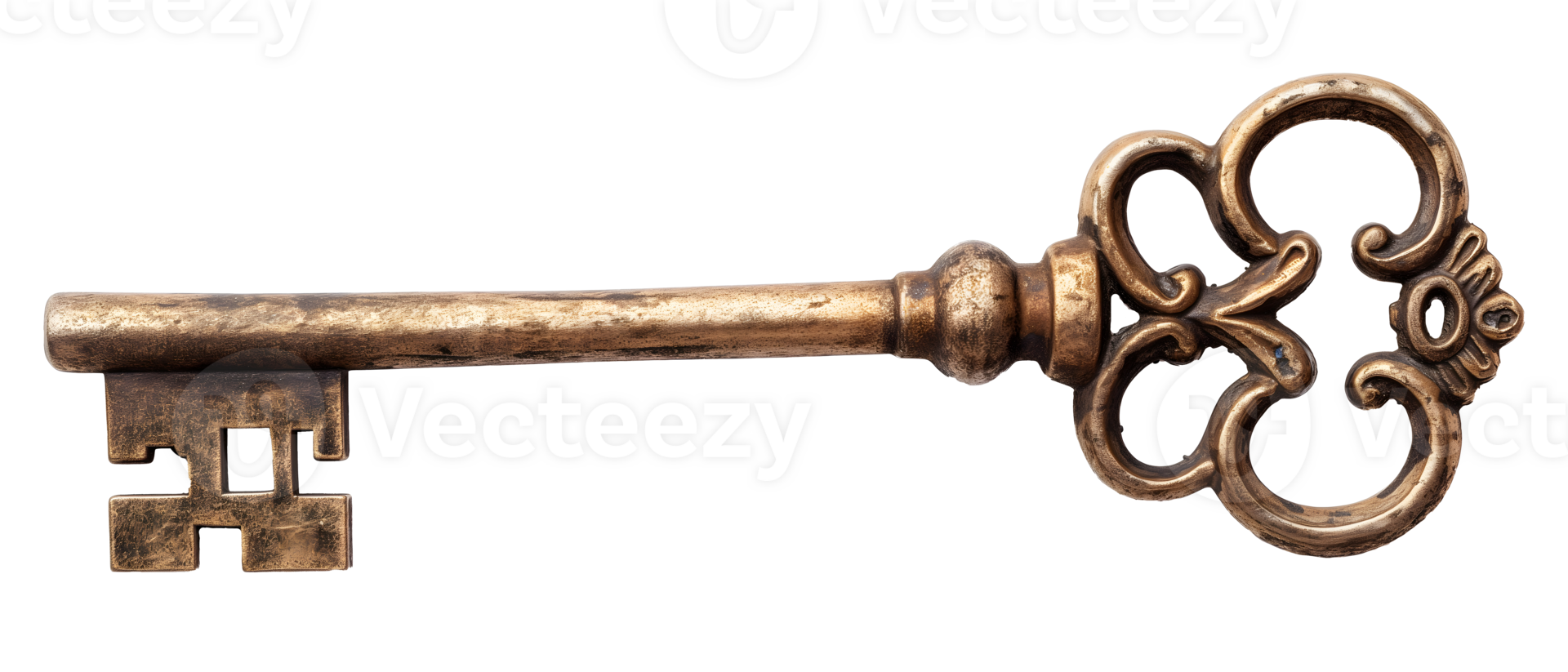 AI generated Vintage old skeleton key isolated png