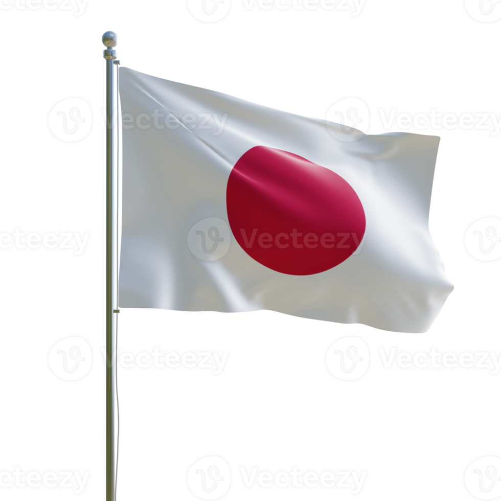 Japan realistic 3d flag with pole png