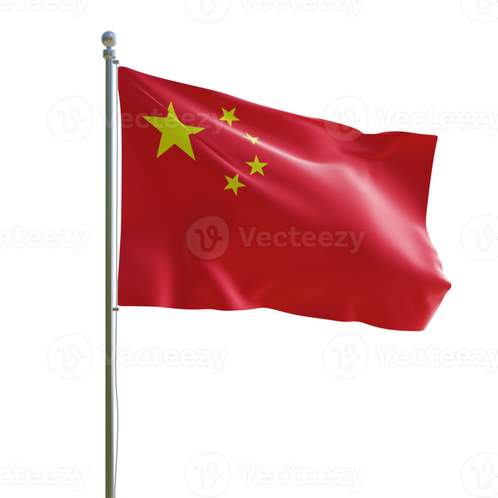 Chine réaliste 3d drapeau avec pôle png