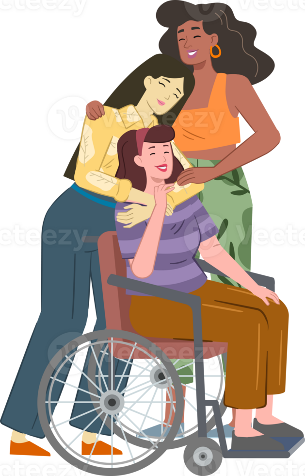 Illustration of a group diverse women, each with different body type and race. Women power, feminism, empowerment, diversity and body positive. png