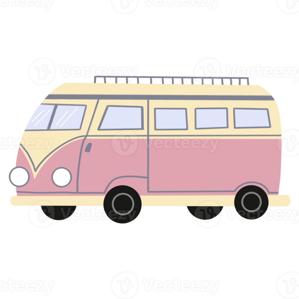 Pink campervan illustration png