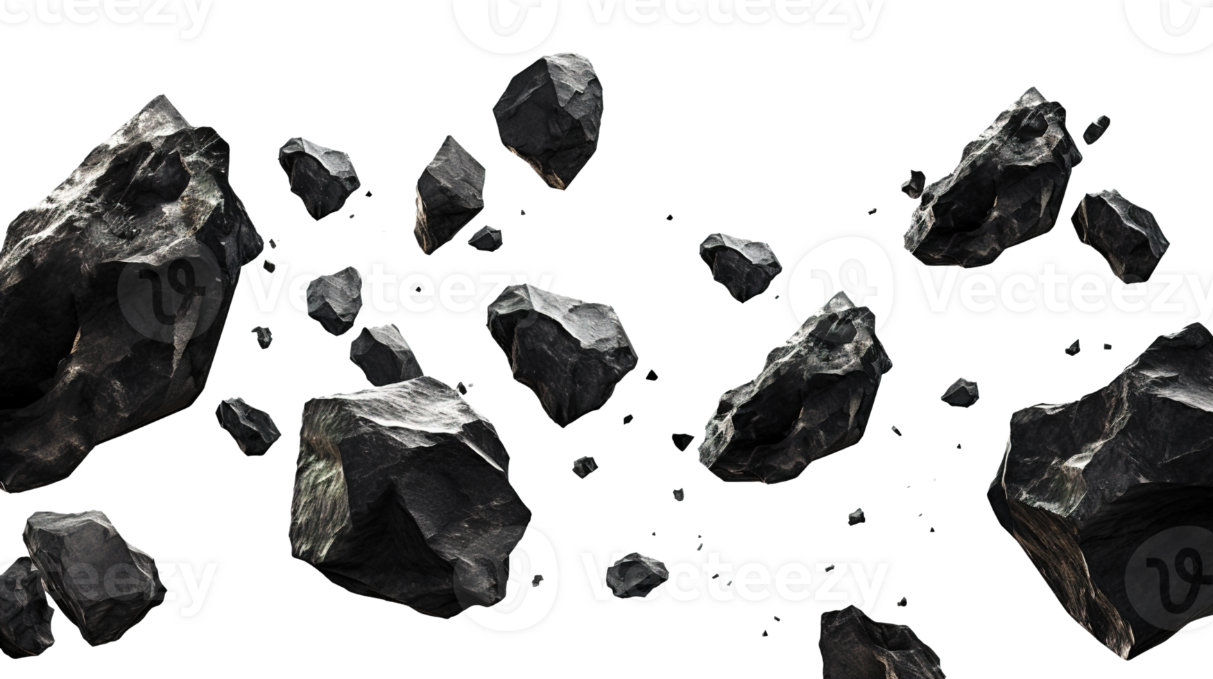 AI generated Falling black rocks png