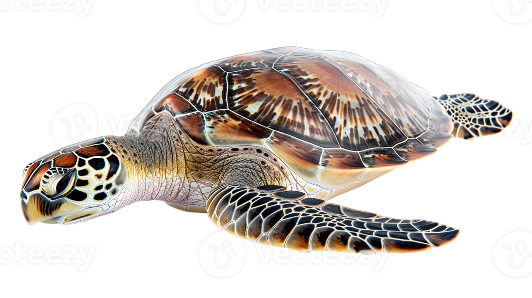 AI generated Sea turtle swimming in its natural habitat, a silent plea for ocean conservation and protection, isolated on transparent background png