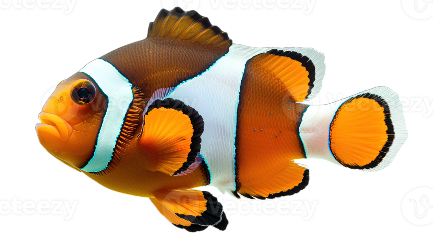 AI generated colorful clownfish swimming in the serenity of a saltwater habitat, isolated on transparent background png
