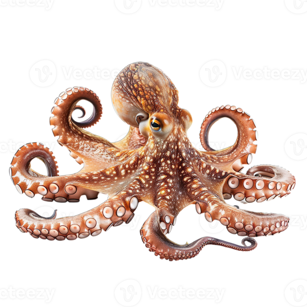 AI generated octopus in ocean's embrace, a spectacle of adaptability, isolated on transparent background png