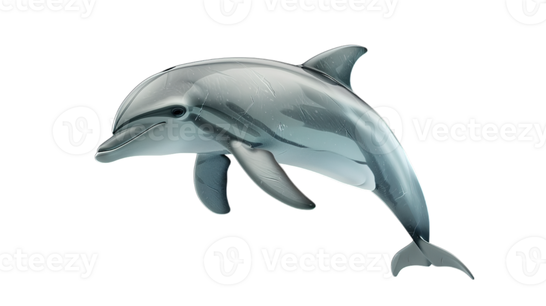 AI generated bottle-nosed dolphin, grace of marine life, isolated on transparent background png