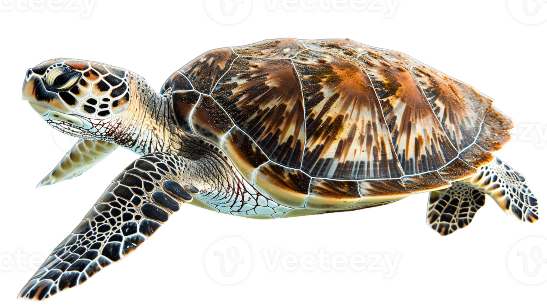 AI generated Sea turtle swimming in its natural habitat, a silent plea for ocean conservation and protection, isolated on transparent background png