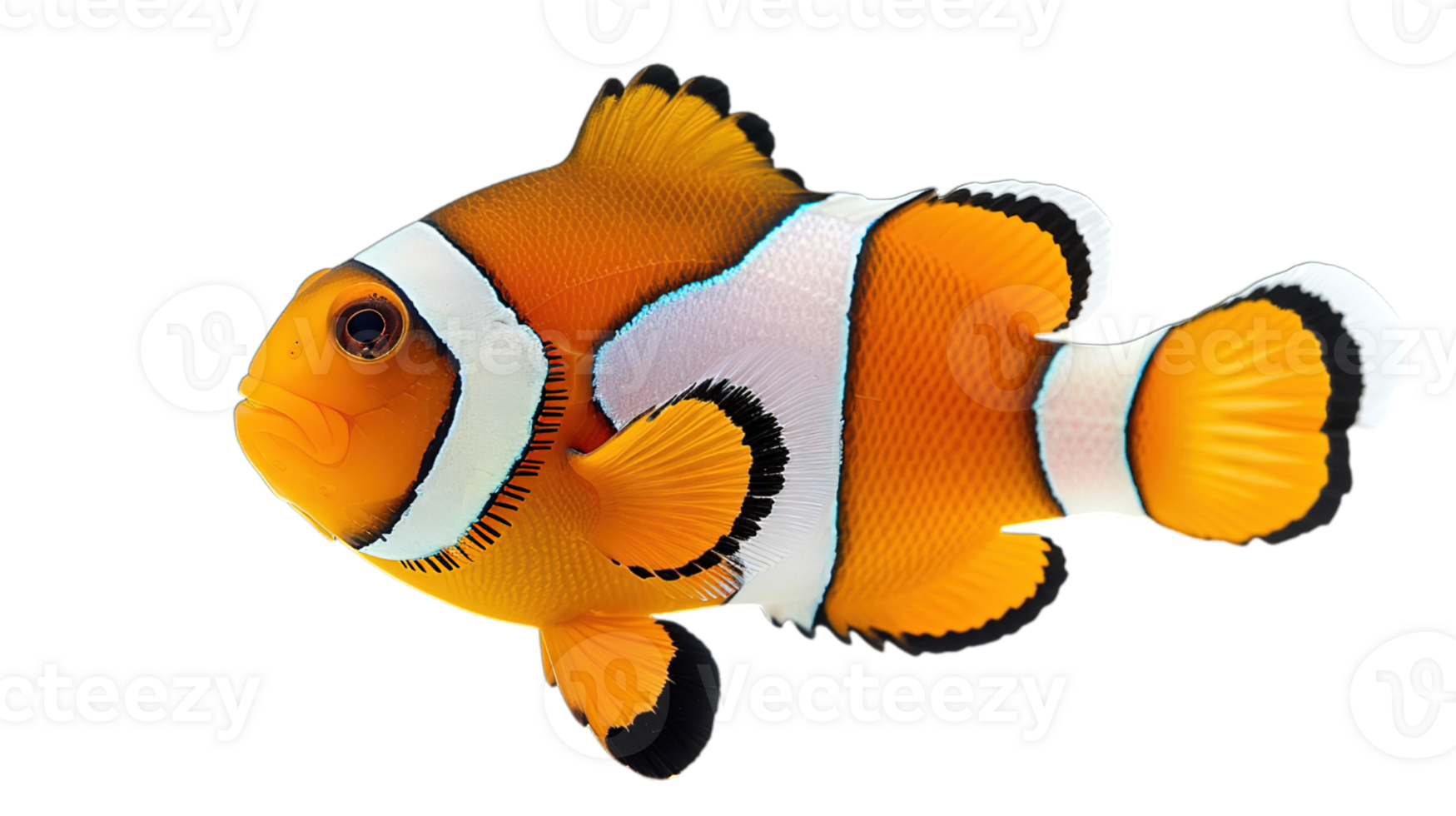 AI generated colorful clownfish swimming in the serenity of a saltwater habitat, isolated on transparent background png