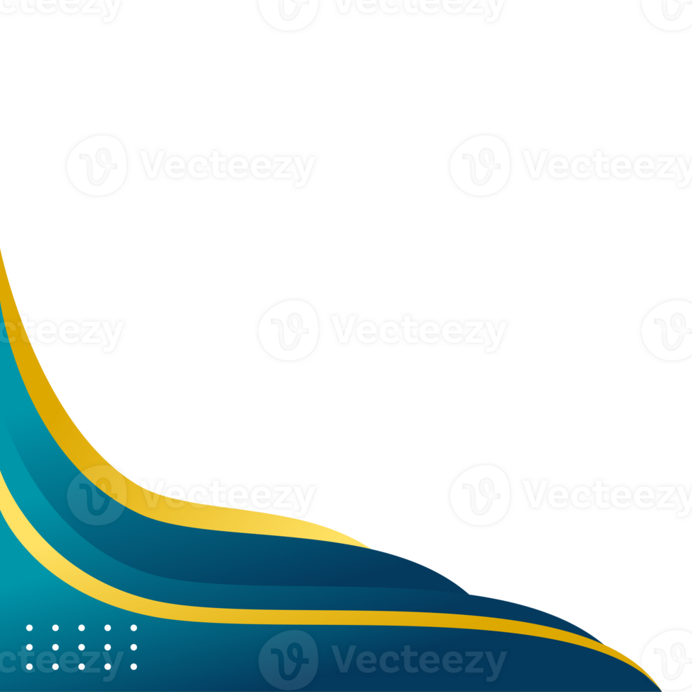 Blue and gold abstract corner border for business or certificate design in gradient color png
