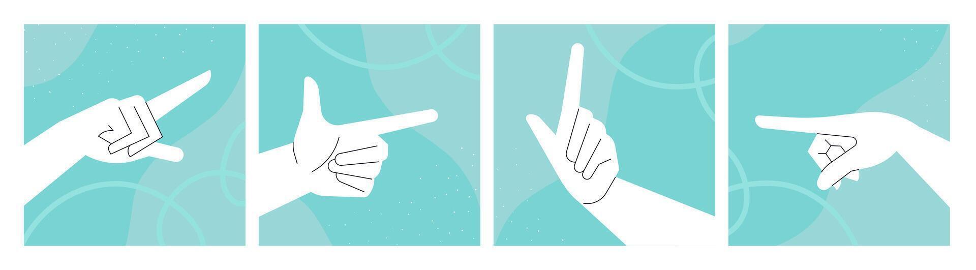 Hand gestures. Vector illustrations of communication, expression of opinion, social network signs. Creative concepts for graphic and web design, social media banner, business presentation, marketing.