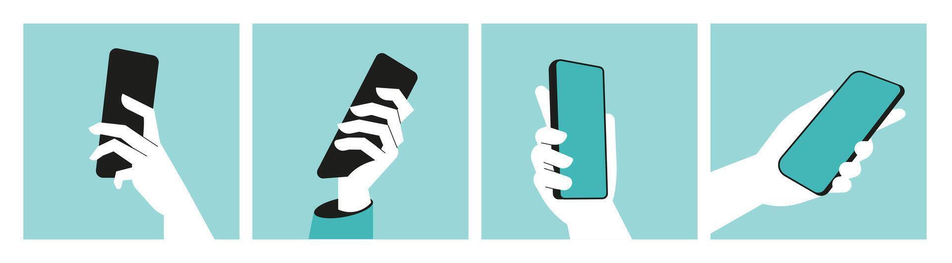 Smartphone. Set of vector illustrations of communication, mobile app, smartphone services. Creative concepts for web banner, social media banner, business presentation, marketing material.