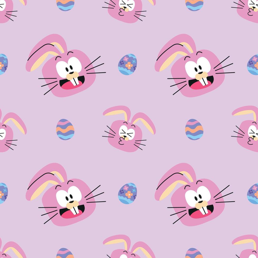 FUNNY EASTER BUNNY AND EGG SEAMLESS PATTERN vector