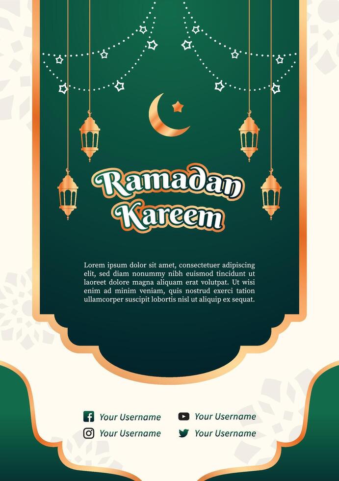 Simple Islamic Ornament Greeting Flyer Template Design vector