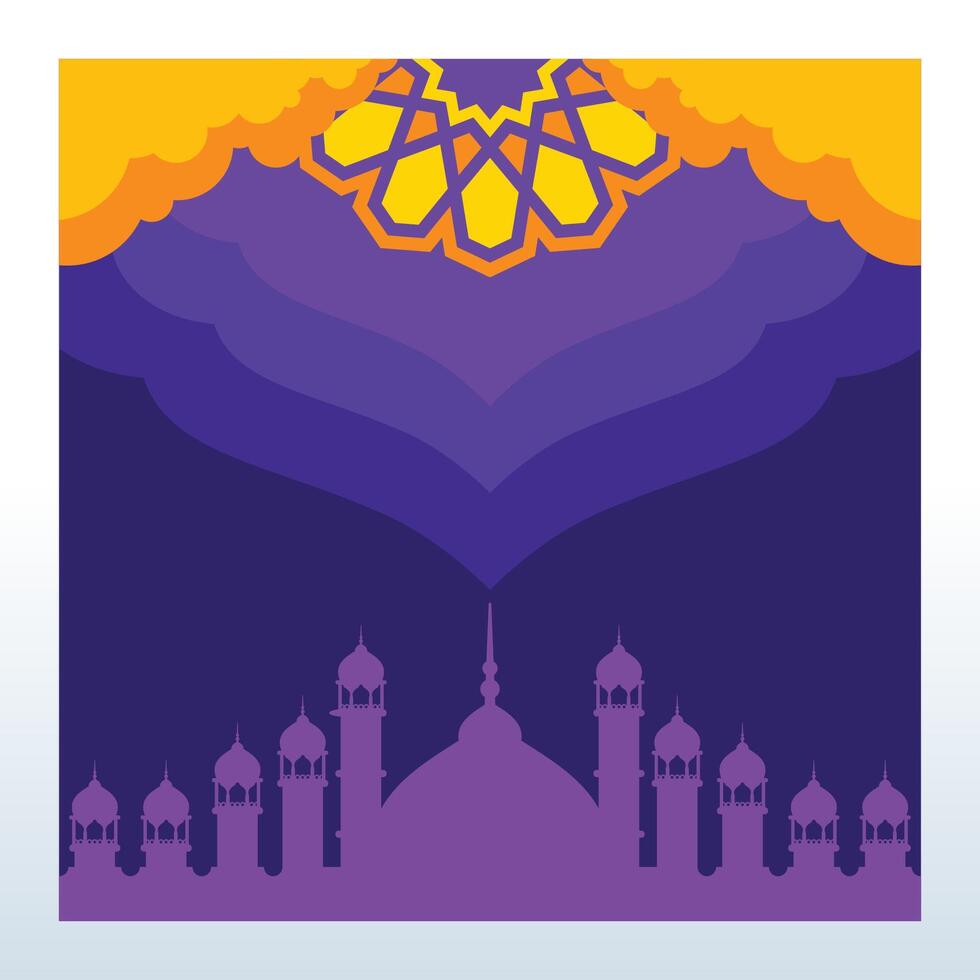 Purple Islamic Flyer Background Design with Simple Ornaments vector