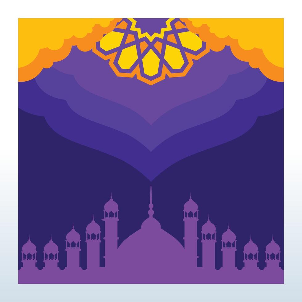 Purple Islamic Flyer Background Design with Simple Ornaments vector