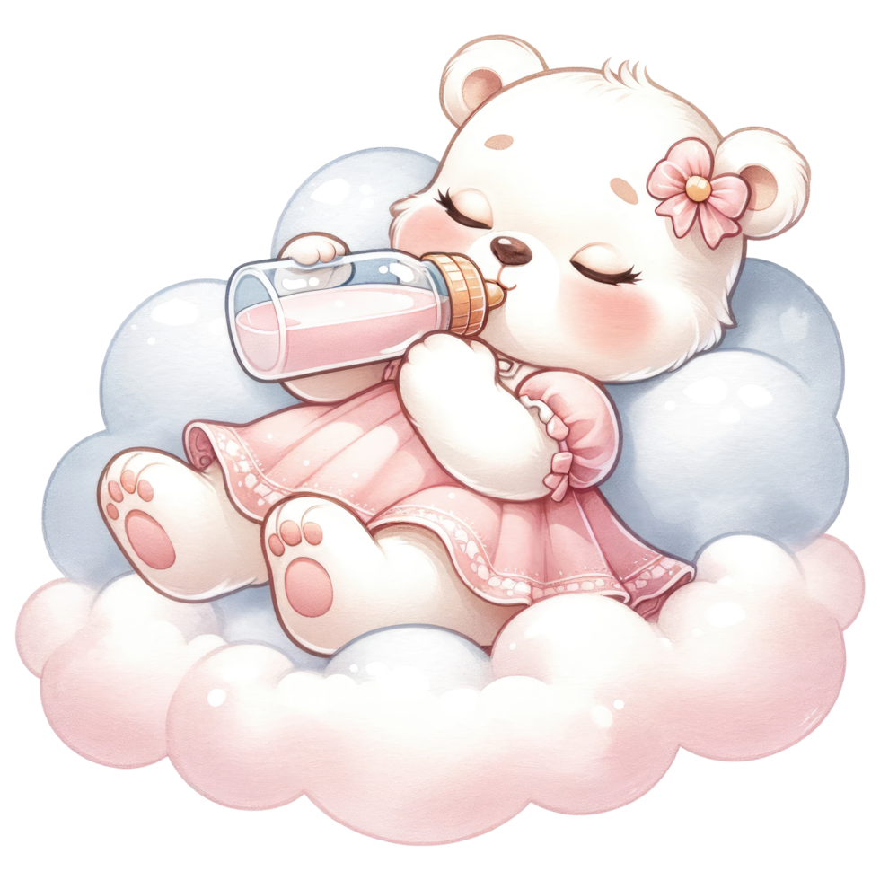AI generated Watercolor Cute Teddy Bear. png
