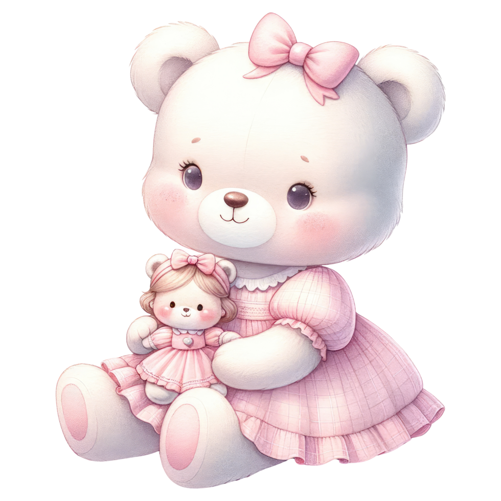 AI generated Watercolor Cute Teddy Bear. png