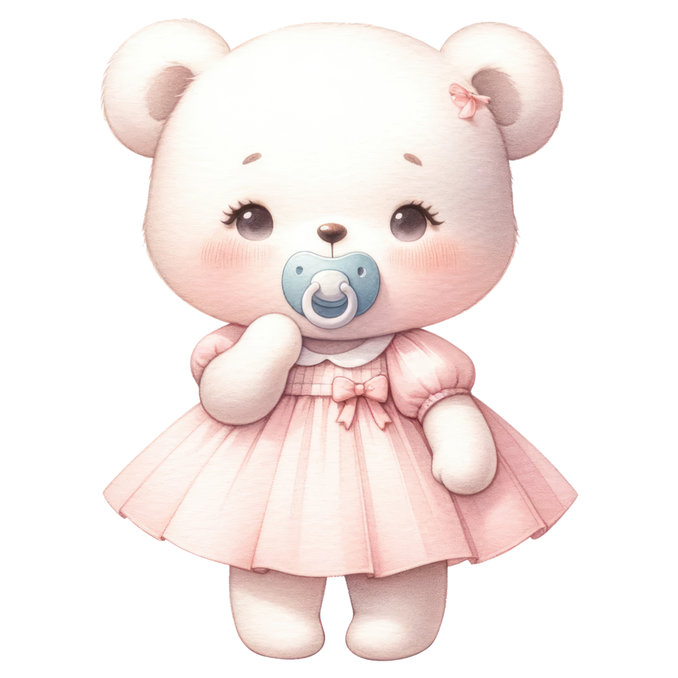 AI generated Watercolor Cute Teddy Bear. png