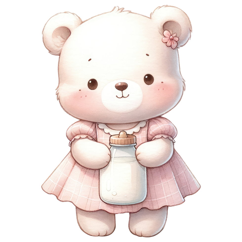 AI generated Watercolor Cute Teddy Bear. png