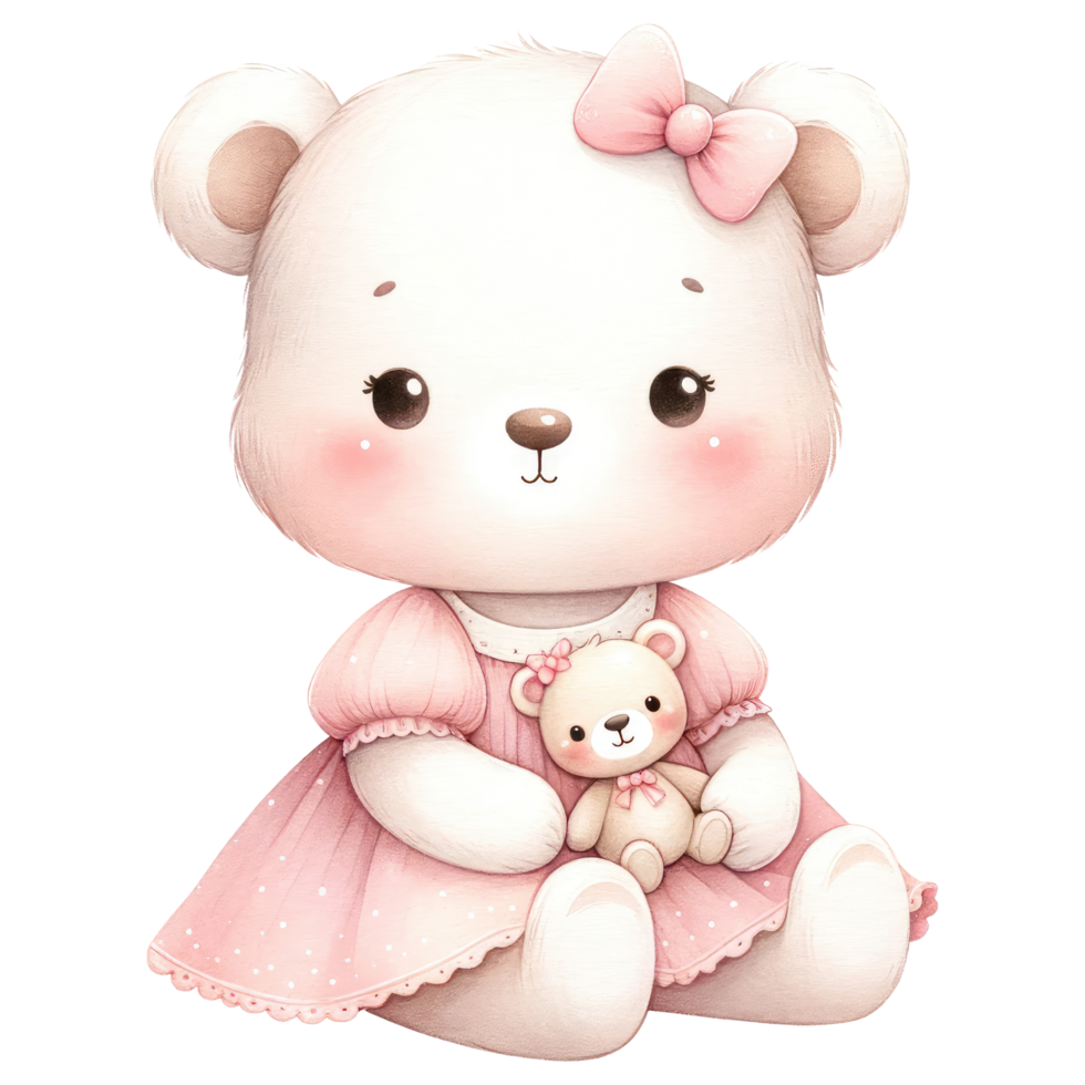 AI generated Watercolor Cute Teddy Bear. png
