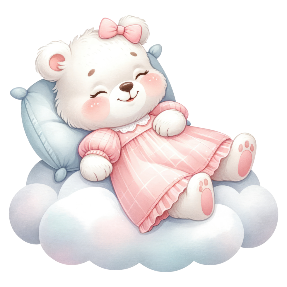 AI generated Watercolor Cute Teddy Bear. png