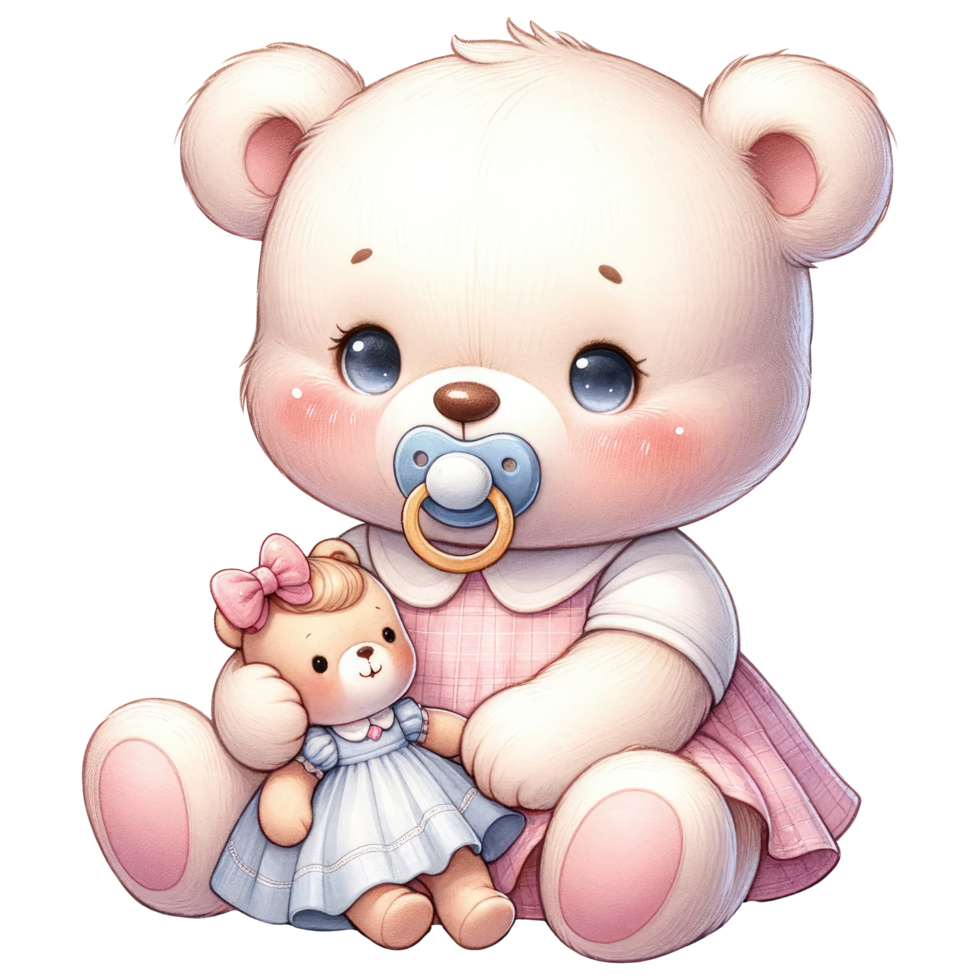 AI generated Watercolor Cute Teddy Bear. png