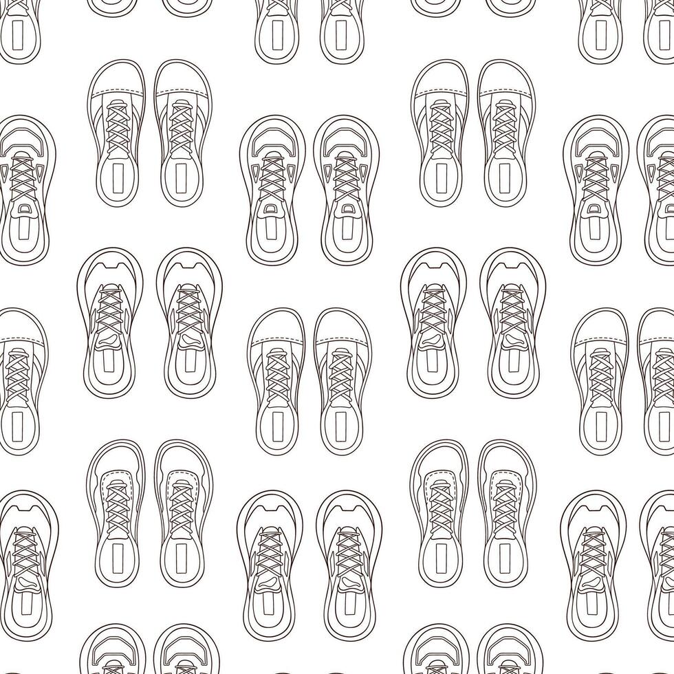 línea Arte calzado zapatillas modelo. casual ropa de deporte, de moda aptitud formación zapatos. vector ilustración en un blanco antecedentes.