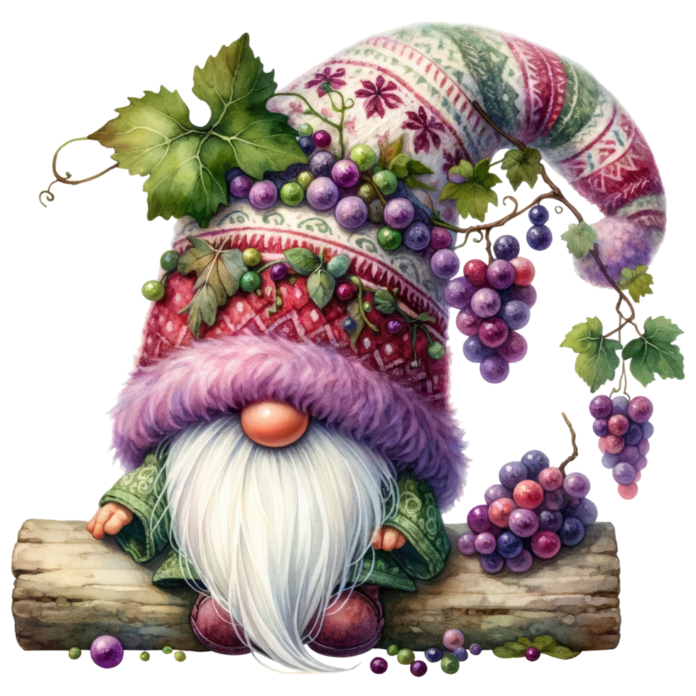 ai genererad fantasi druva gnome karaktär illustration png