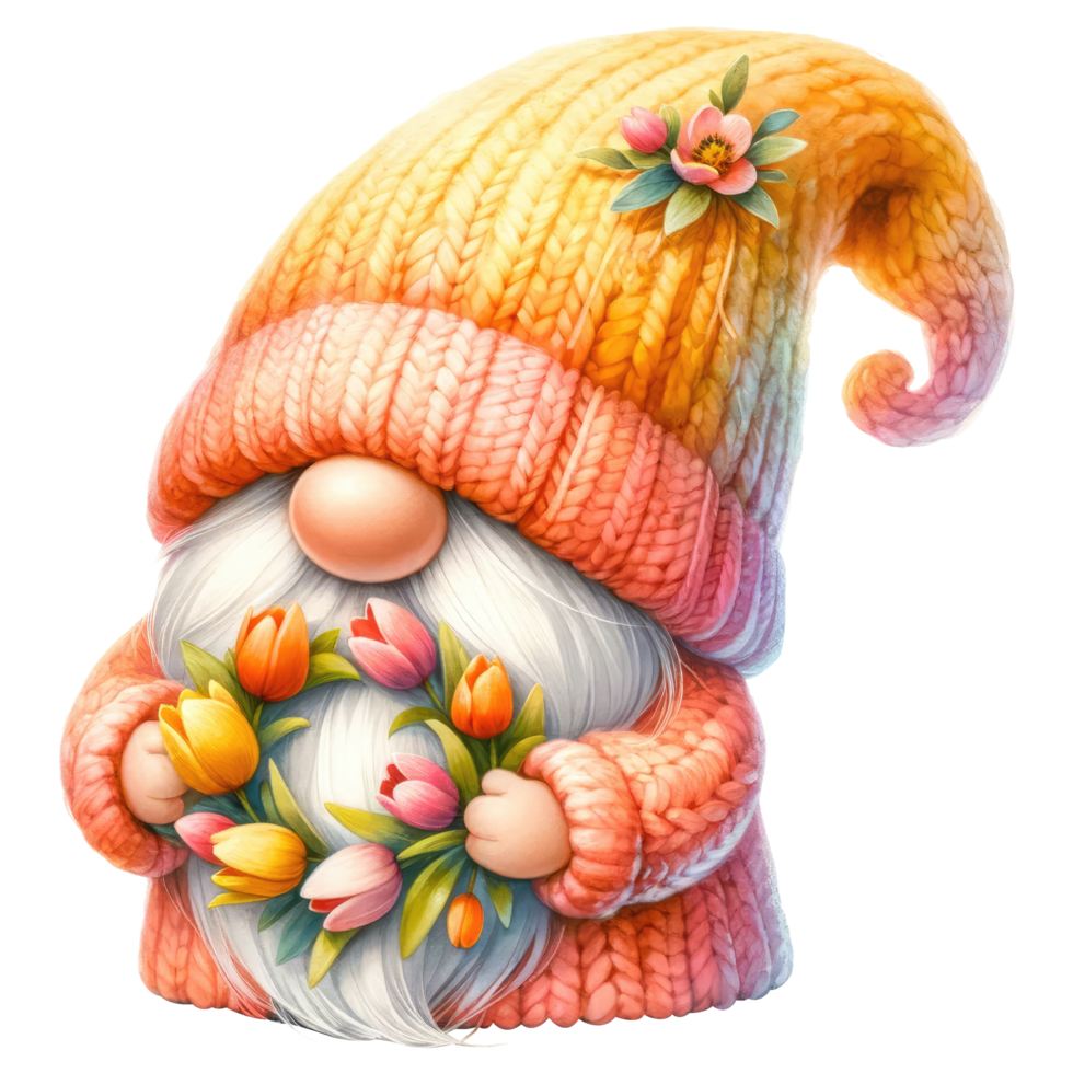 AI generated Tulip Themed Gnome Character Art png