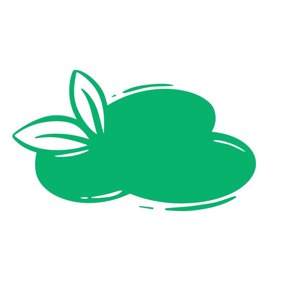 Blank green sticker in form of cloud with leaf vector