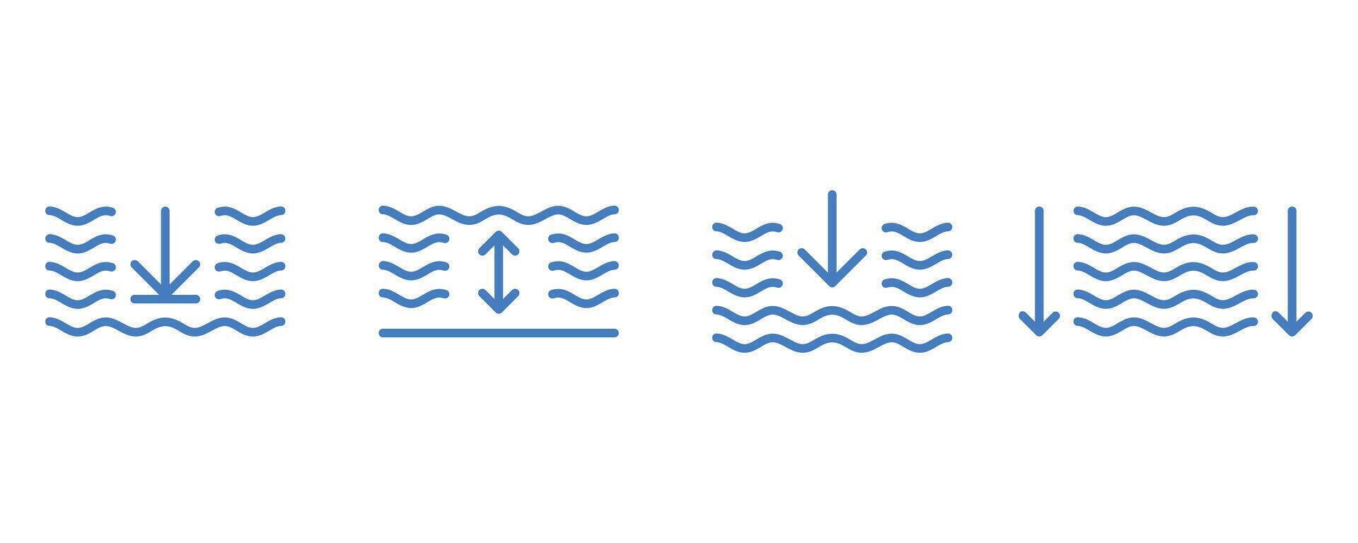 Water depth icon with arrows. Water depth line outline icon. Vector illustration.