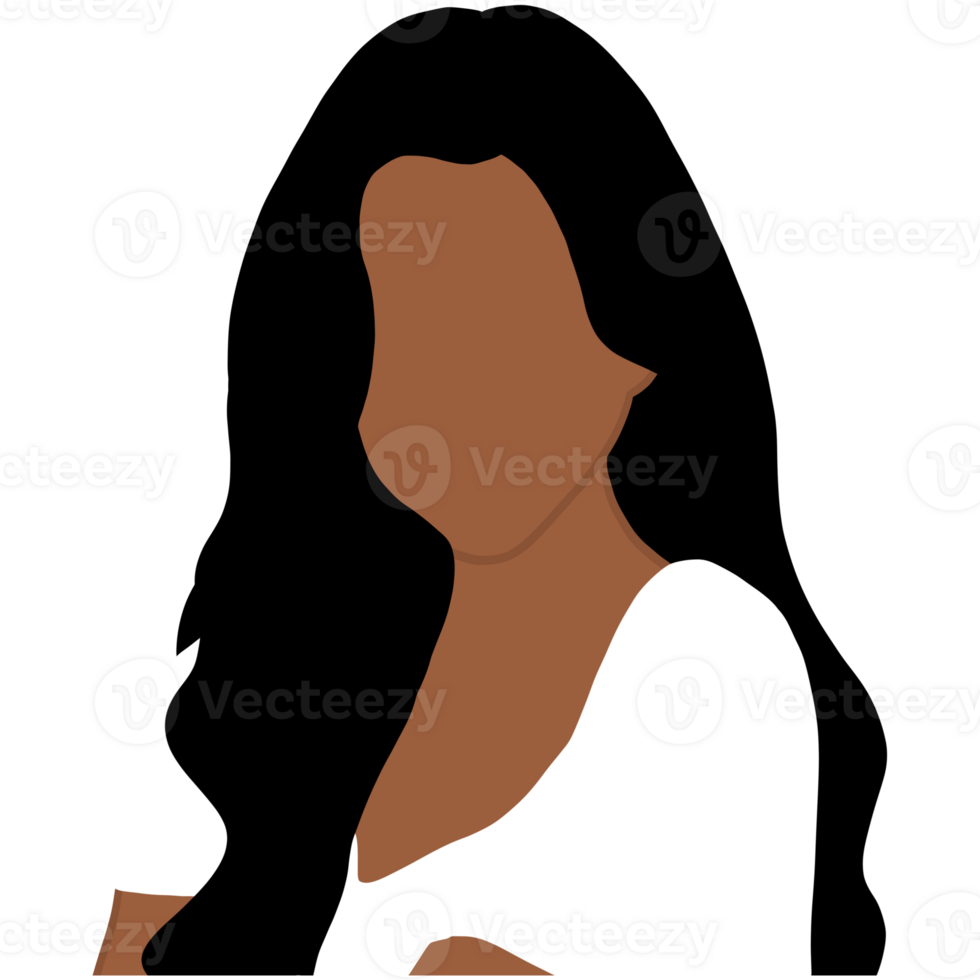Faceless Woman With Black Hair Portrait png
