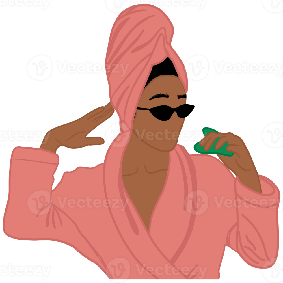 Woman Using Gua Sha png
