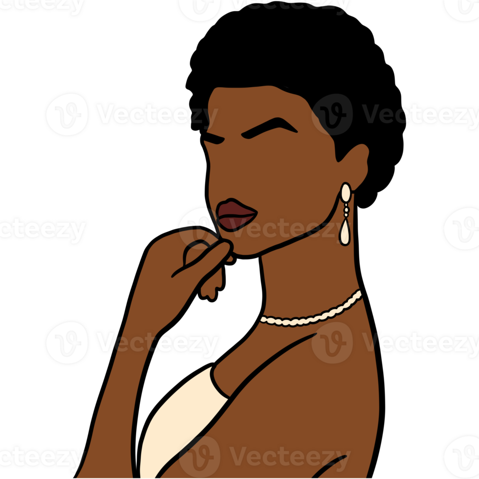 Shorted Hair Classy Woman Portrait png