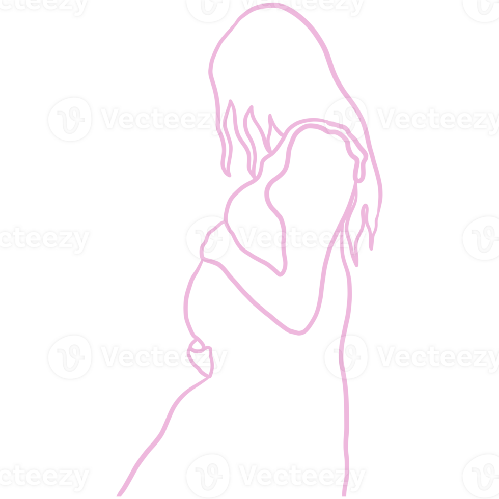 Pregnant Woman Standing Line Art png