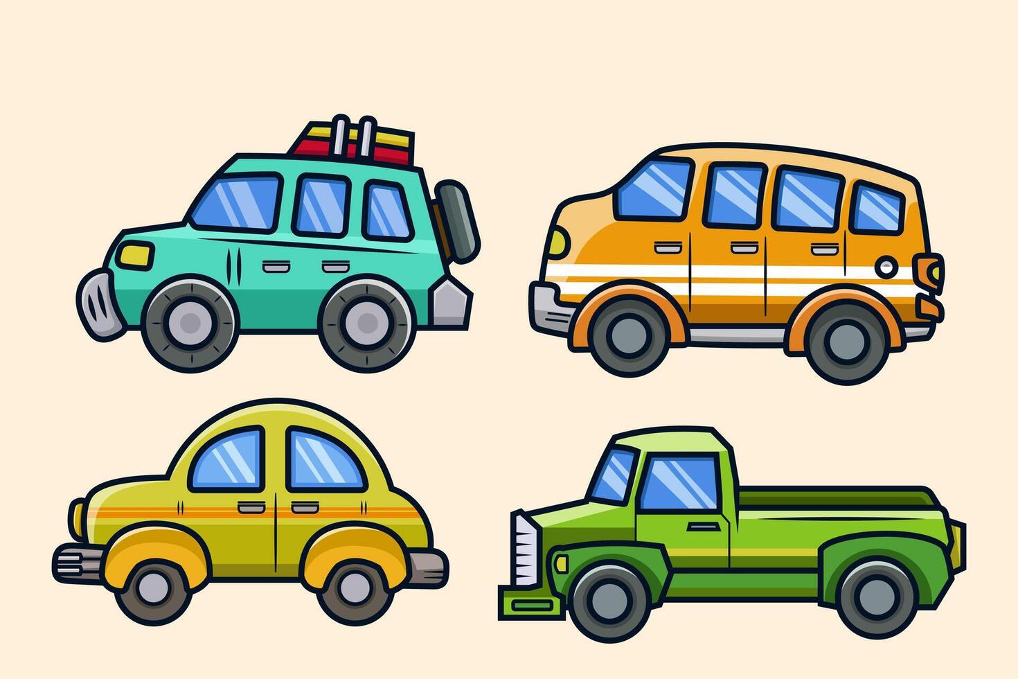 conjunto de ciudad coche transporte vistoso vector ilustración para niños para educativo libro