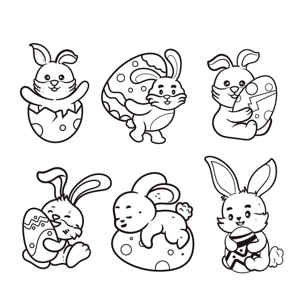 Handrawn Line Happy Easter bunny of Happy Easter vector