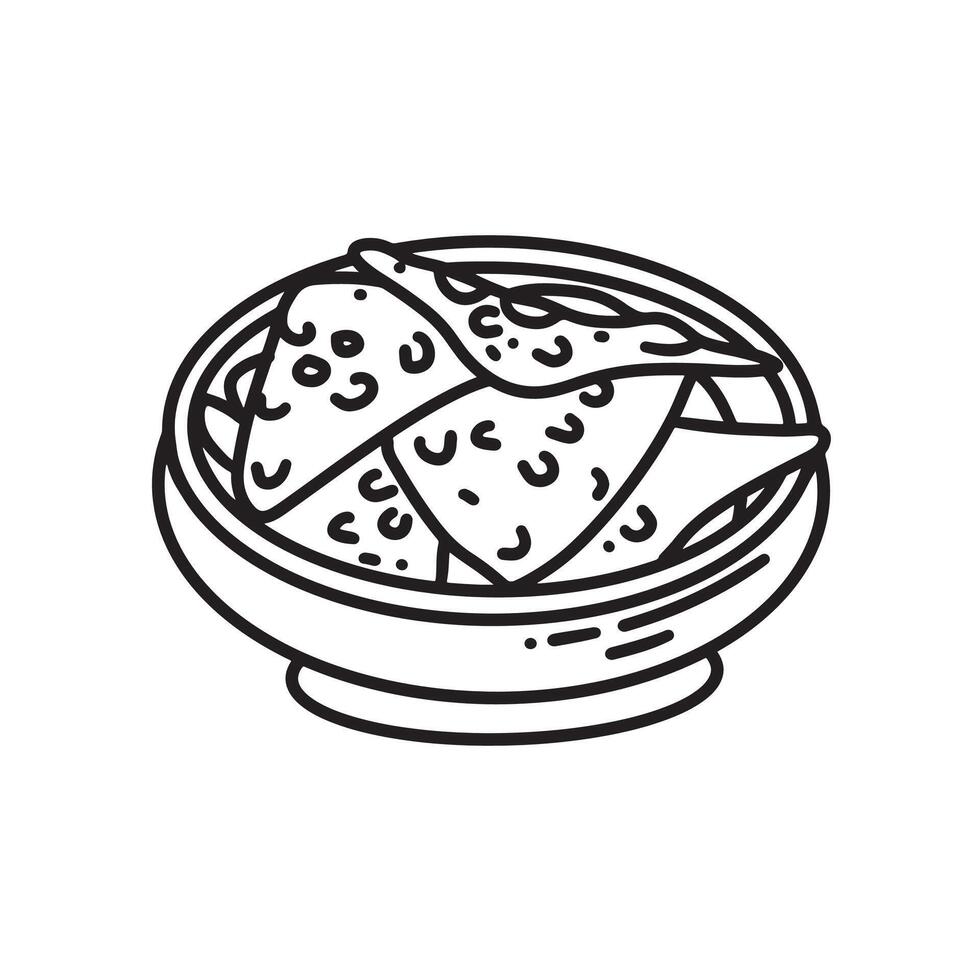 Outline Handdrawn Mexican cuisine illustration Line Art Cartoon vector