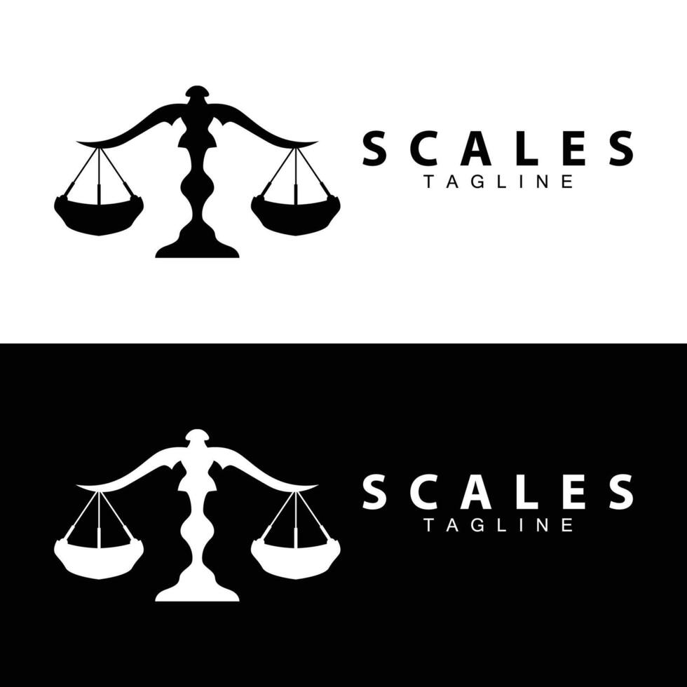 Simple legal scale logo justice court simple black silhouette template vector design