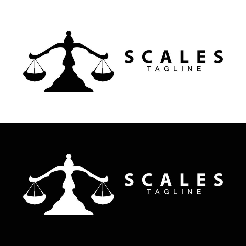 Simple legal scale logo justice court simple black silhouette template vector design