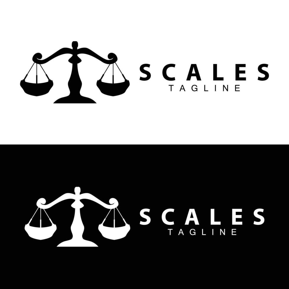 Simple legal scale logo justice court simple black silhouette template vector design